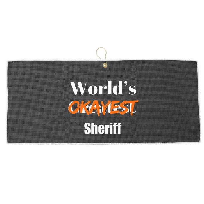 World Okayest Sheriff Sheriffs Large Microfiber Waffle Golf Towel