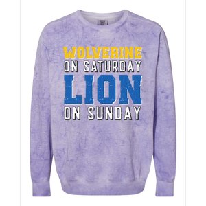 Wolverine On Saturday Lion On Sunday Funny Design Colorblast Crewneck Sweatshirt