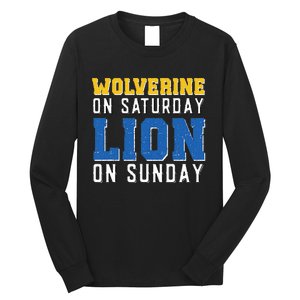 Wolverine On Saturday Lion On Sunday Funny Design Long Sleeve Shirt