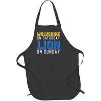 Wolverine On Saturday Lion On Sunday Funny Design Full-Length Apron With Pockets