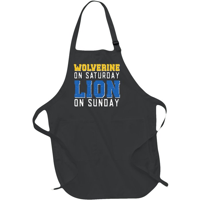 Wolverine On Saturday Lion On Sunday Funny Design Full-Length Apron With Pockets