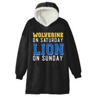 Wolverine On Saturday Lion On Sunday Funny Design Hooded Wearable Blanket