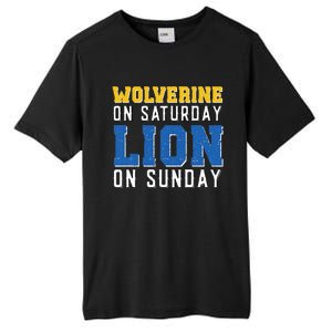 Wolverine On Saturday Lion On Sunday Funny Design Tall Fusion ChromaSoft Performance T-Shirt