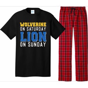 Wolverine On Saturday Lion On Sunday Funny Design Pajama Set