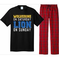 Wolverine On Saturday Lion On Sunday Funny Design Pajama Set