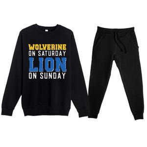 Wolverine On Saturday Lion On Sunday Funny Design Premium Crewneck Sweatsuit Set