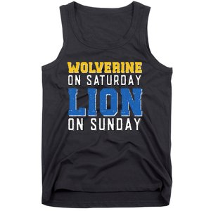 Wolverine On Saturday Lion On Sunday Funny Design Tank Top