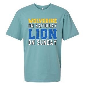 Wolverine On Saturday Lion On Sunday Funny Design Sueded Cloud Jersey T-Shirt