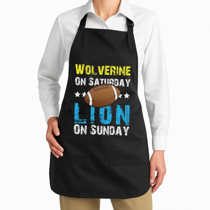 Wolverine On Saturday Lion On Sunday Full-Length Apron With Pockets