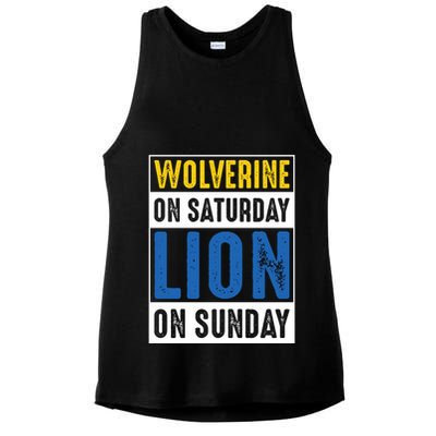Wolverine On Saturday Lion On Sunday Ladies PosiCharge Tri-Blend Wicking Tank