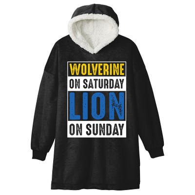 Wolverine On Saturday Lion On Sunday Hooded Wearable Blanket