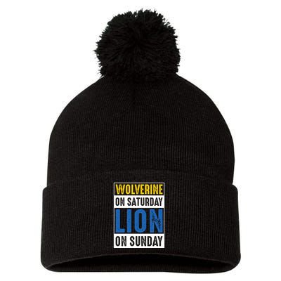 Wolverine On Saturday Lion On Sunday Pom Pom 12in Knit Beanie