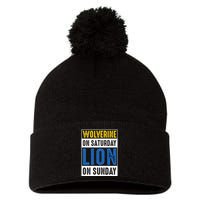 Wolverine On Saturday Lion On Sunday Pom Pom 12in Knit Beanie