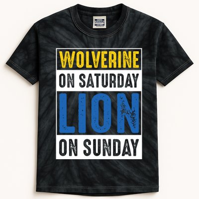 Wolverine On Saturday Lion On Sunday Kids Tie-Dye T-Shirt