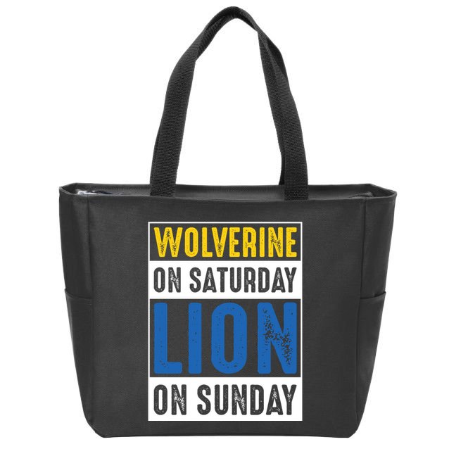 Wolverine On Saturday Lion On Sunday Zip Tote Bag