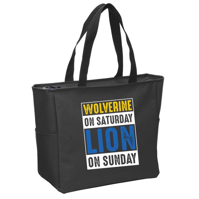 Wolverine On Saturday Lion On Sunday Zip Tote Bag
