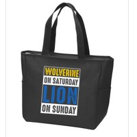 Wolverine On Saturday Lion On Sunday Zip Tote Bag