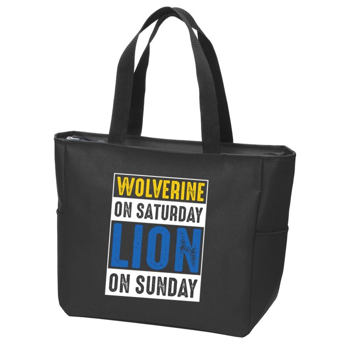 Wolverine On Saturday Lion On Sunday Zip Tote Bag