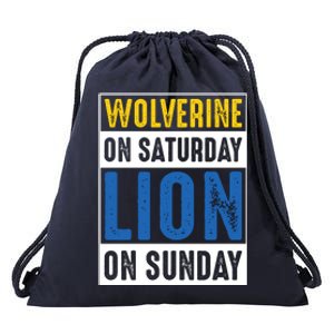 Wolverine On Saturday Lion On Sunday Drawstring Bag