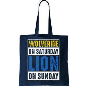 Wolverine On Saturday Lion On Sunday Tote Bag