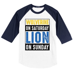 Wolverine On Saturday Lion On Sunday Baseball Sleeve Shirt