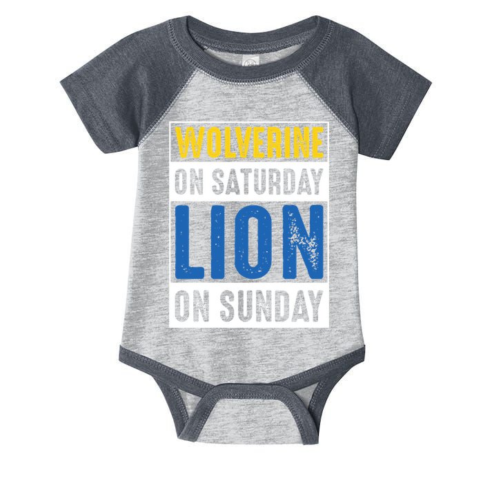 Wolverine On Saturday Lion On Sunday Infant Baby Jersey Bodysuit