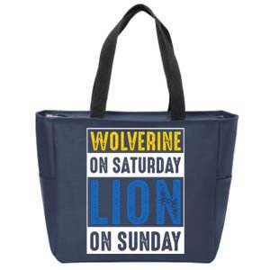 Wolverine On Saturday Lion On Sunday Zip Tote Bag