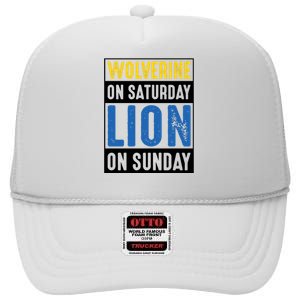 Wolverine On Saturday Lion On Sunday High Crown Mesh Back Trucker Hat