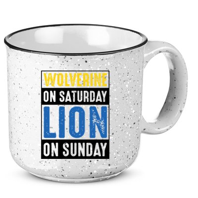 Wolverine On Saturday Lion On Sunday 15oz Campfire Ceramic Mug