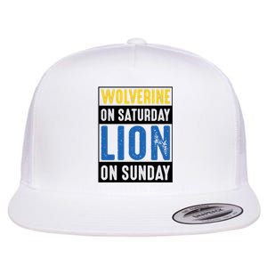 Wolverine On Saturday Lion On Sunday Flat Bill Trucker Hat