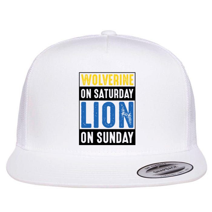 Wolverine On Saturday Lion On Sunday Flat Bill Trucker Hat