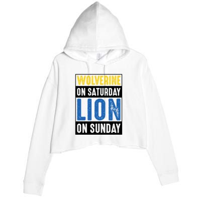 Wolverine On Saturday Lion On Sunday Crop Fleece Hoodie