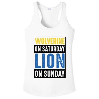 Wolverine On Saturday Lion On Sunday Ladies PosiCharge Competitor Racerback Tank