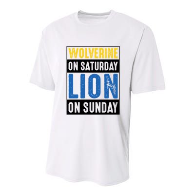 Wolverine On Saturday Lion On Sunday Youth Performance Sprint T-Shirt