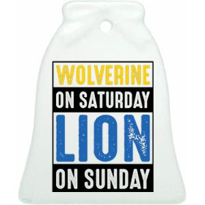 Wolverine On Saturday Lion On Sunday Ceramic Bell Ornament