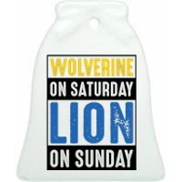 Wolverine On Saturday Lion On Sunday Ceramic Bell Ornament