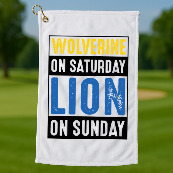 Wolverine On Saturday Lion On Sunday Golf Towel