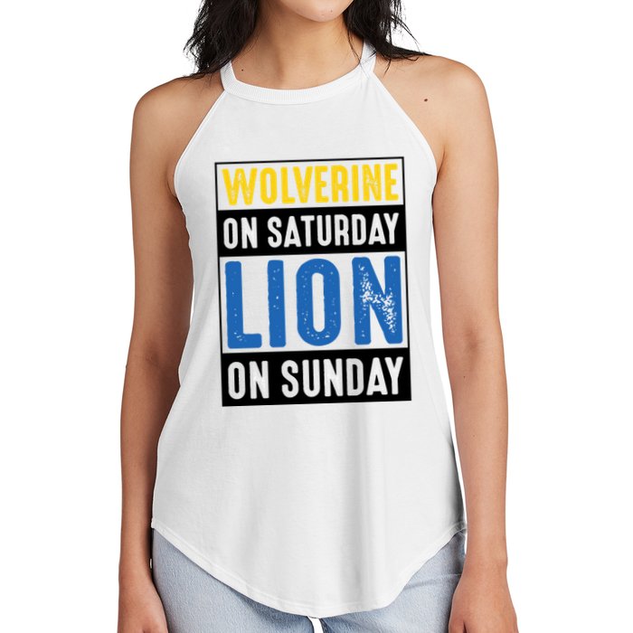 Wolverine On Saturday Lion On Sunday Women's Perfect Tri Rocker Tank