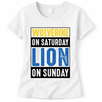 Wolverine On Saturday Lion On Sunday Womens T-Shirt