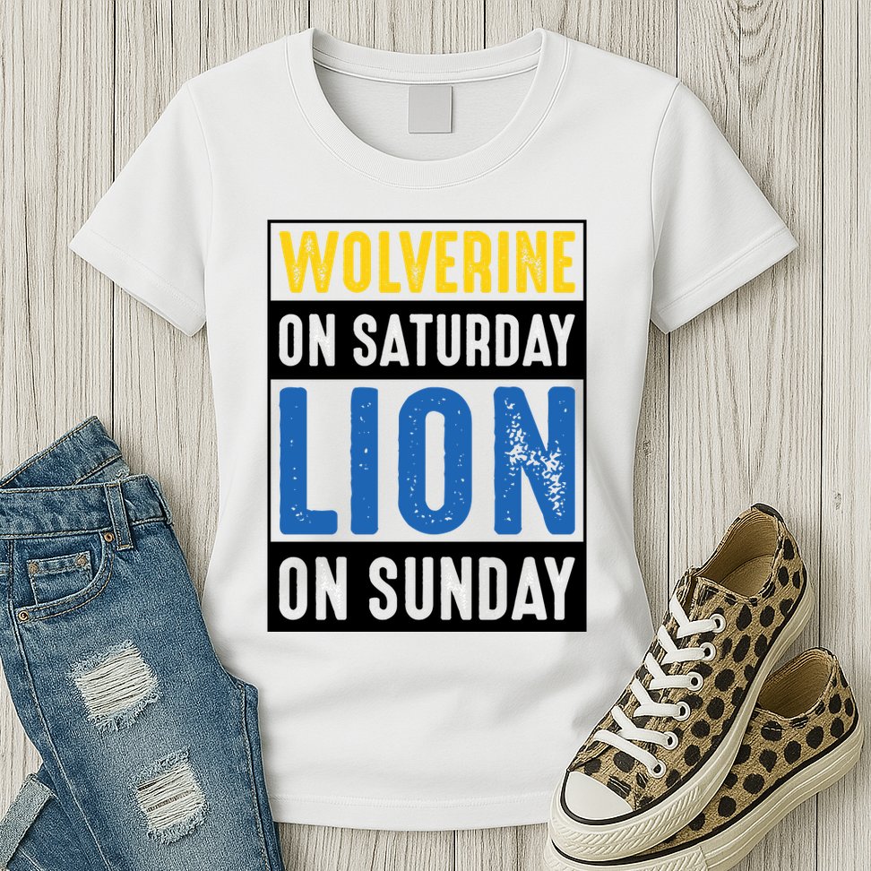 Wolverine On Saturday Lion On Sunday Womens T-Shirt