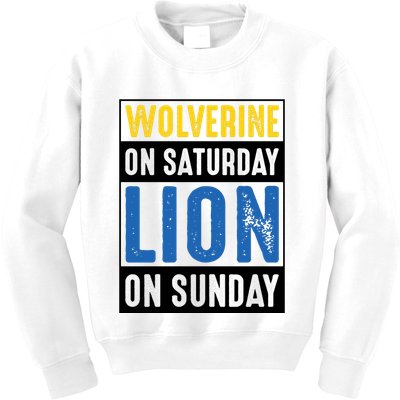 Wolverine On Saturday Lion On Sunday Kids Sweatshirt