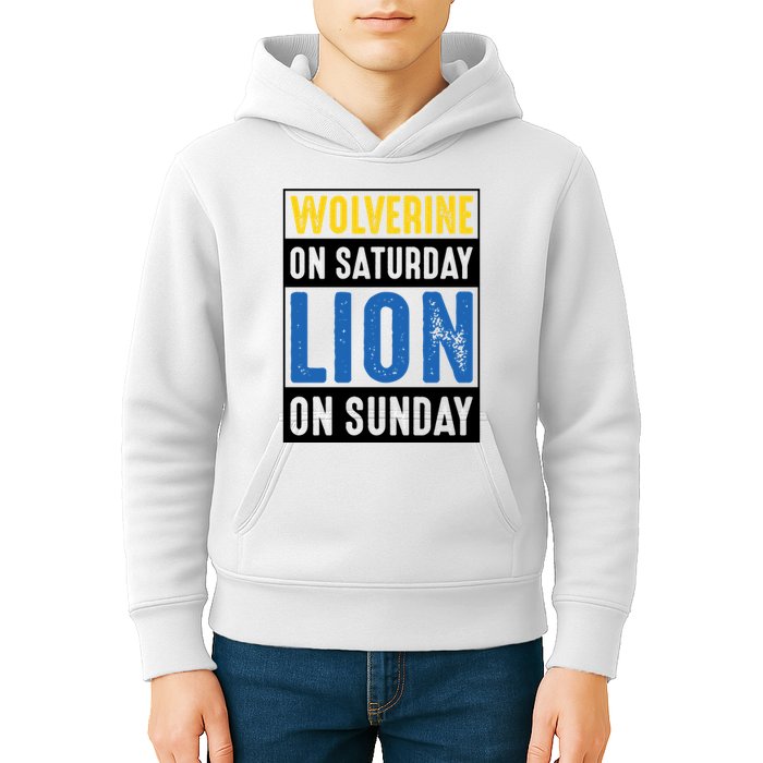 Wolverine On Saturday Lion On Sunday Kids Hoodie