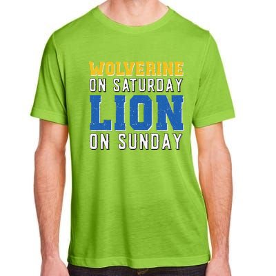 Wolverine On Saturday Lion On Sunday Funny Design Adult ChromaSoft Performance T-Shirt