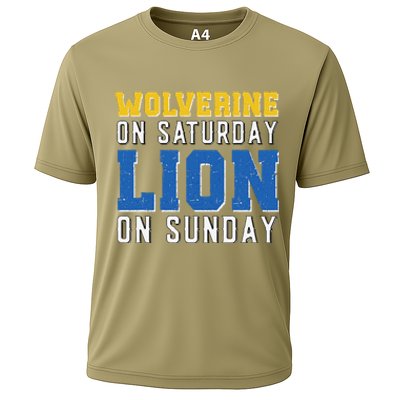 Wolverine On Saturday Lion On Sunday Funny Design Cooling Performance Crew T-Shirt