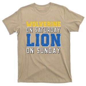 Wolverine On Saturday Lion On Sunday Funny Design T-Shirt