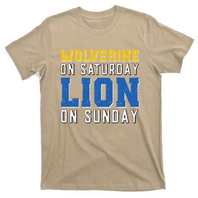 Wolverine On Saturday Lion On Sunday Funny Design T-Shirt