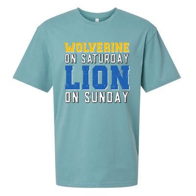 Wolverine On Saturday Lion On Sunday Funny Design Sueded Cloud Jersey T-Shirt