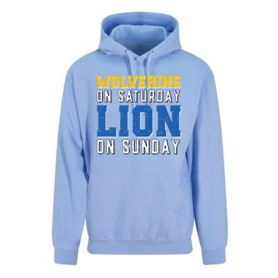 Wolverine On Saturday Lion On Sunday Funny Design Unisex Surf Hoodie