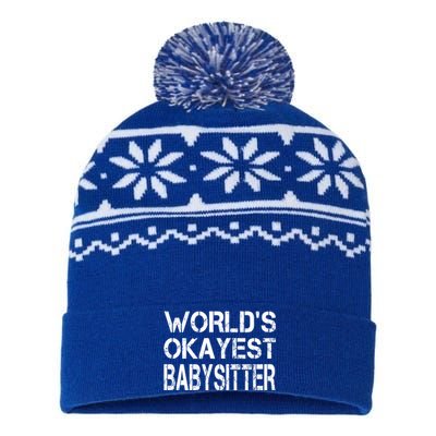 World's Okayest Sitter Gift USA-Made Snowflake Beanie