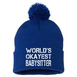 World's Okayest Sitter Gift Pom Pom 12in Knit Beanie